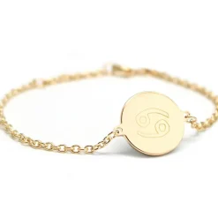Clearance Petits trésors Bracelet chaîne médaille Cancer personnalisable (plaqué or)