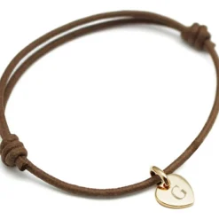 Bracelet cordon 1 charm coeur personnalisable (plaqué or)|Petits trésors Outlet