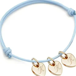 Outlet Petits trésors Bracelet cordon 3 charms coeur personnalisable (plaqué or)