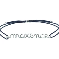 Padam Padam Bracelet cordon coton ciré Prénom argent (personnalisable)