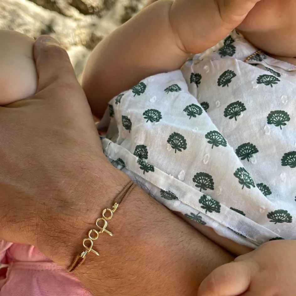 Bracelet cordon coton ciré Papa goldfilled jaune (personnalisable)|Padam Padam Hot