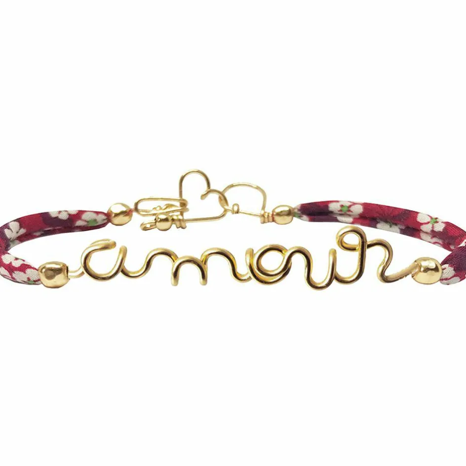 Bracelet cordon liberty Amour goldfilled jaune (personnalisable)|Padam Padam Sale