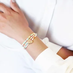 Bracelet cordon liberty Kids coeur personnalisable (plaqué or)|Petits trésors Hot