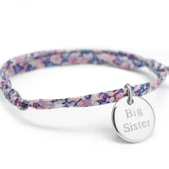 Bracelet cordon liberty Kids médaille ronde personnalisable (argent 925°)|Petits trésors Outlet