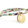 Bracelet cordon liberty médaille Croix ivoire plaqué or (personnalisable)|Petits trésors Hot