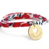 Bracelet cordon liberty médaille Coeur ivoire plaqué or (personnalisable)|Petits trésors Outlet