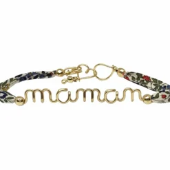 Bracelet cordon liberty Maman goldfilled jaune (personnalisable)|Padam Padam New