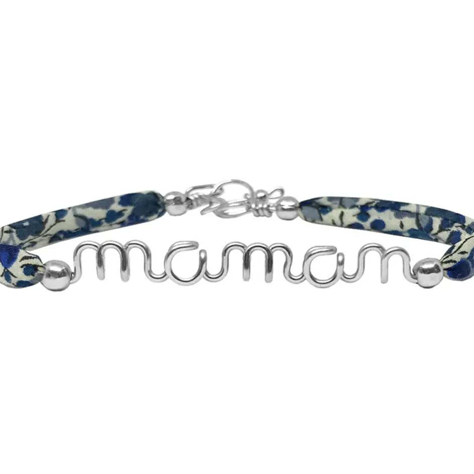 Padam Padam Bracelet cordon liberty Maman argent (personnalisable)