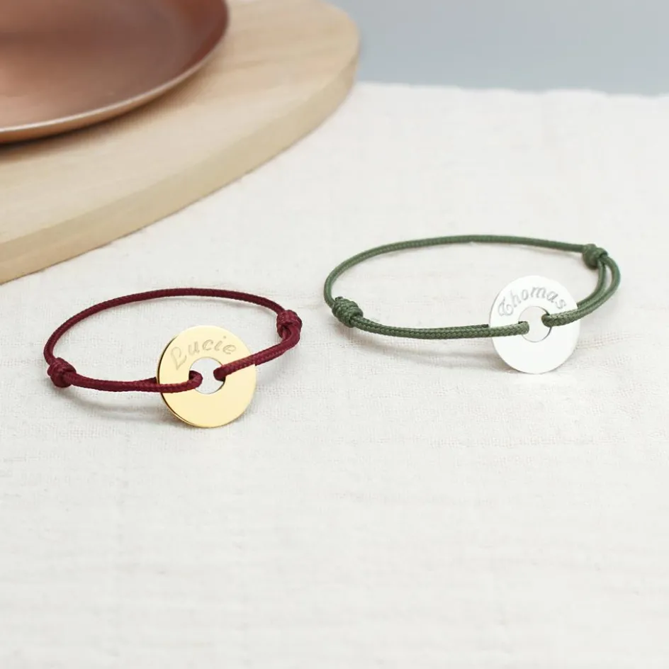 Clearance Petits trésors Bracelet cordon Mini jeton (argent 925°)