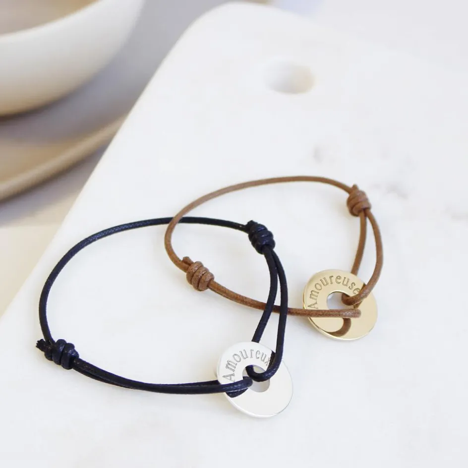 Clearance Petits trésors Bracelet cordon Mini jeton (argent 925°)