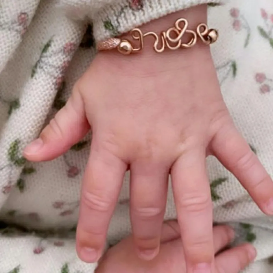 Bracelet cordon paillette Prénom goldfilled rose (personnalisable)|Padam Padam New