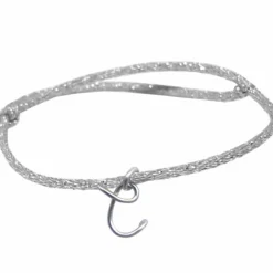 Padam Padam Bracelet cordon paillette Majuscule argent (personnalisable)