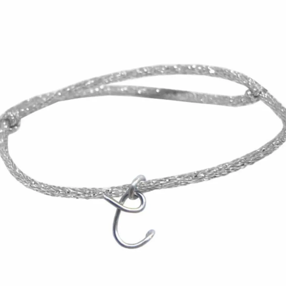 Padam Padam Bracelet cordon paillette Majuscule argent (personnalisable)