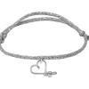 Bracelet cordon paillette Mon petit cœur argent (personnalisable)|Padam Padam Best