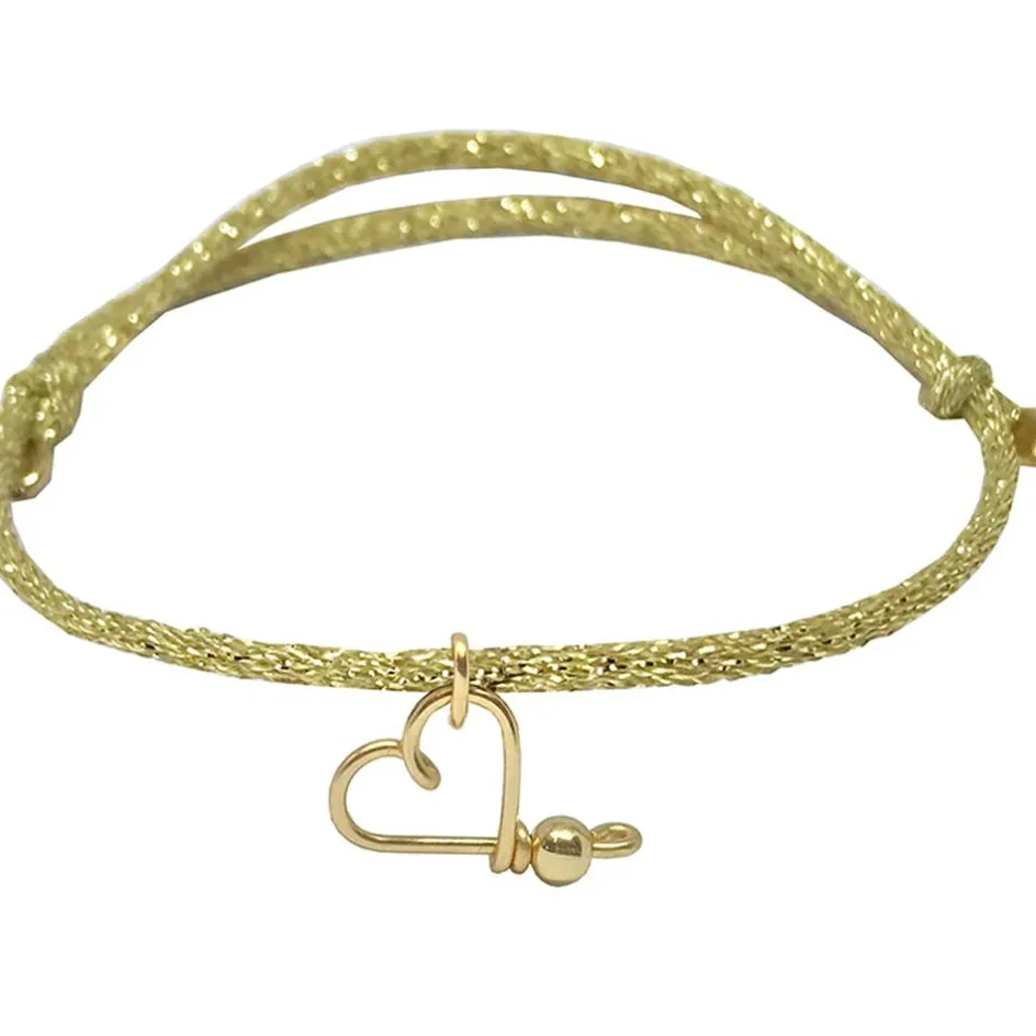 Clearance Padam Padam Bracelet cordon paillette Mon petit cœur jaune (personnalisable)