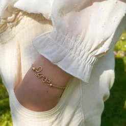 Online Padam Padam Bracelet cordon paillette Love goldfilled jaune (personnalisable)