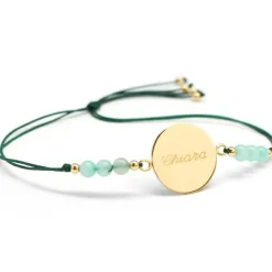 New Petits trésors Bracelet cordon Rainbow Médaille vert forêt personnalisable (plaqué or)