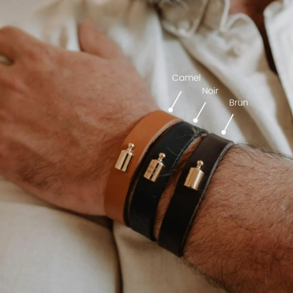 Mon Petit Poids Bracelet en cuir Brun (plaqué or jaune)