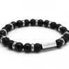 Bracelet homme en perles agate noire (personnalisable)|Petits trésors Clearance