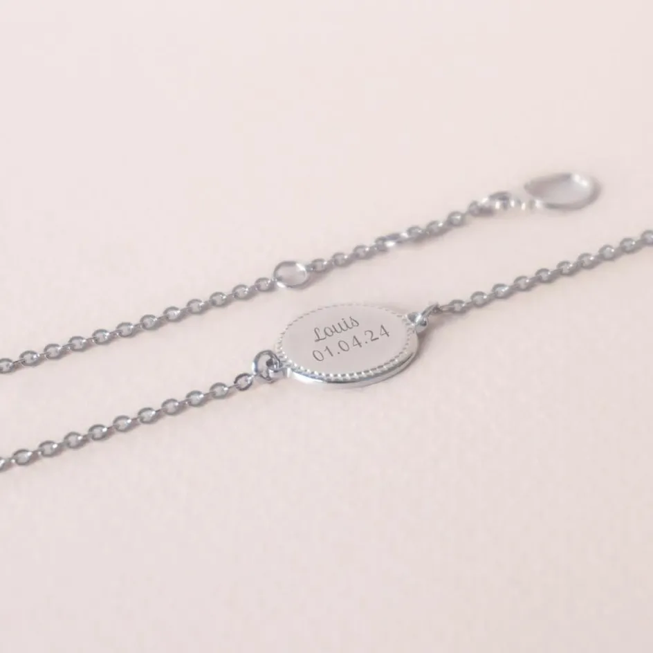 Bracelet médaille Madelaine (argent rhodié)|Mon Petit Poids Sale