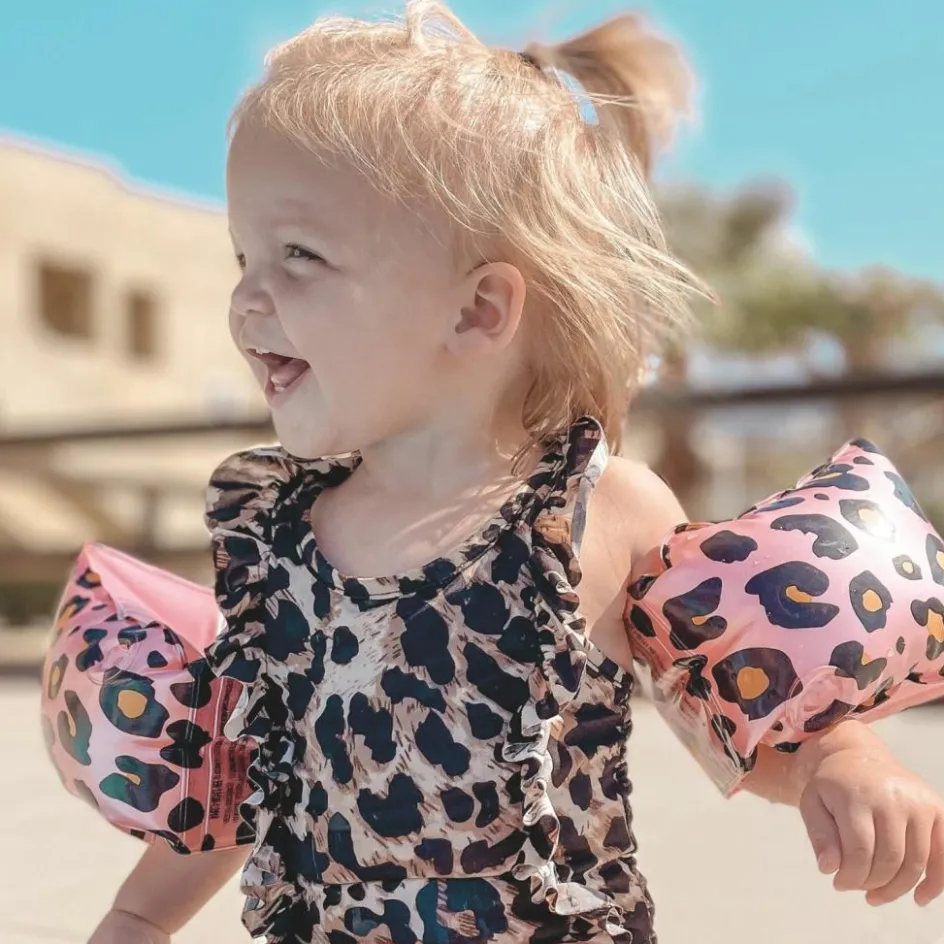 Brassards de natation Léopard rose et doré (0-2 ans)|Swim Essentials