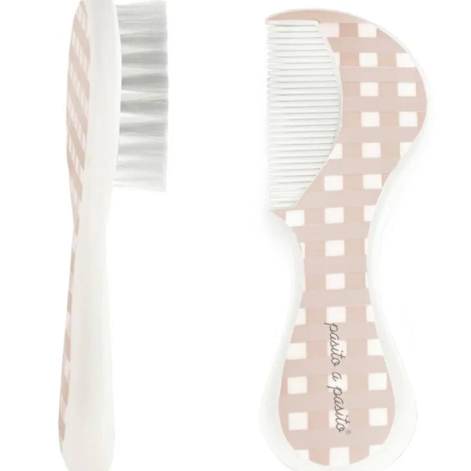 Outlet Pasito a pasito Brosse et peigne carrés Vichy rose
