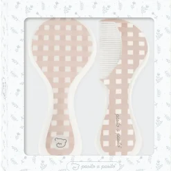 Outlet Pasito a pasito Brosse et peigne carrés Vichy rose