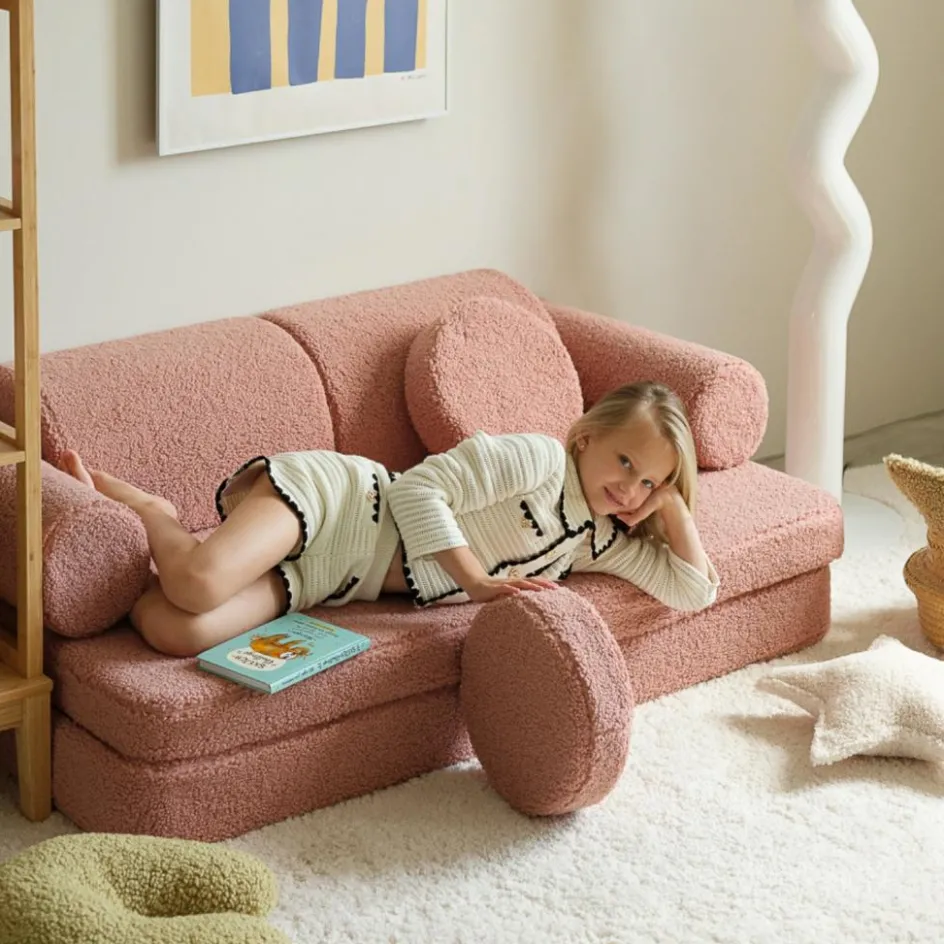 Canapé modulable Settee Guava Pink molletonné|Wigiwama