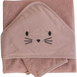 New Domiva Cape de bain + gant chat terracotta (75 x 75 cm)