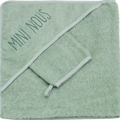 Sale Trois Kilos Sept Cape de bain + gant Mini nous Sauge (70 x 70 cm)