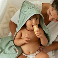 Sale Trois Kilos Sept Cape de bain + gant Mini nous Sauge (70 x 70 cm)