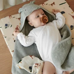 Cape de bain Albert hippo vert d'eau (70 x 70 cm)|Liewood