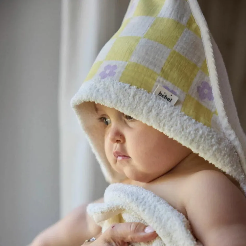 Cape de bain Comme un bonbon Romy damier jaune|BEBEL Best