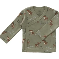 Cardigan croisé en coton bio Deer olive (3-6 mois : 60 à 67 cm)|Fresk Outlet