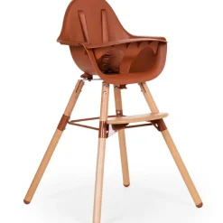 Best Childhome Chaise haute en bois naturel Evolu 2 terracotta + arceau