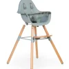 Chaise haute en bois naturel Evolu 2 menthe + arceau|Childhome Best