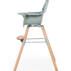 Chaise haute en bois naturel Evolu 2 menthe + arceau|Childhome Best
