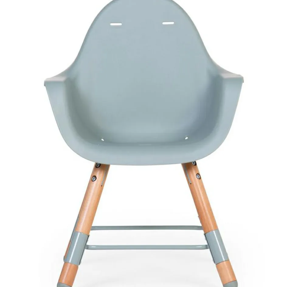 Chaise haute en bois naturel Evolu 2 menthe + arceau|Childhome Best