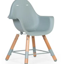 Chaise haute en bois naturel Evolu 2 menthe + arceau|Childhome Best