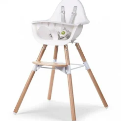 Childhome Chaise haute en bois naturel Evolu 2 blanc