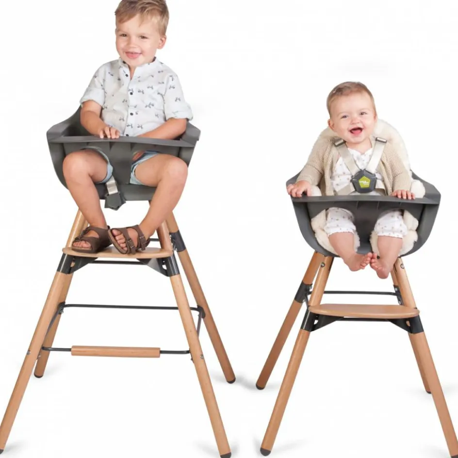 Chaise haute en bois naturel Evolu 2 gris|Childhome Sale