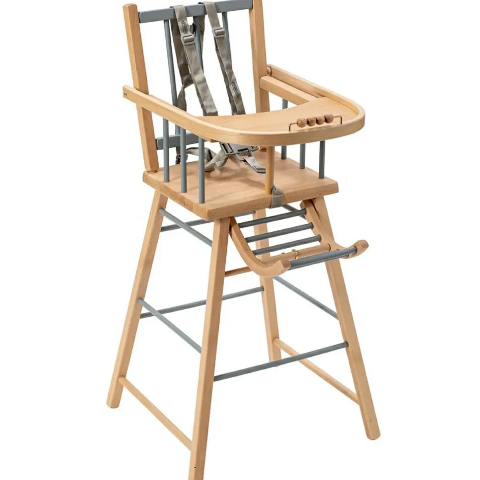 New Combelle Chaise haute traditionnelle André hybride bleu gris