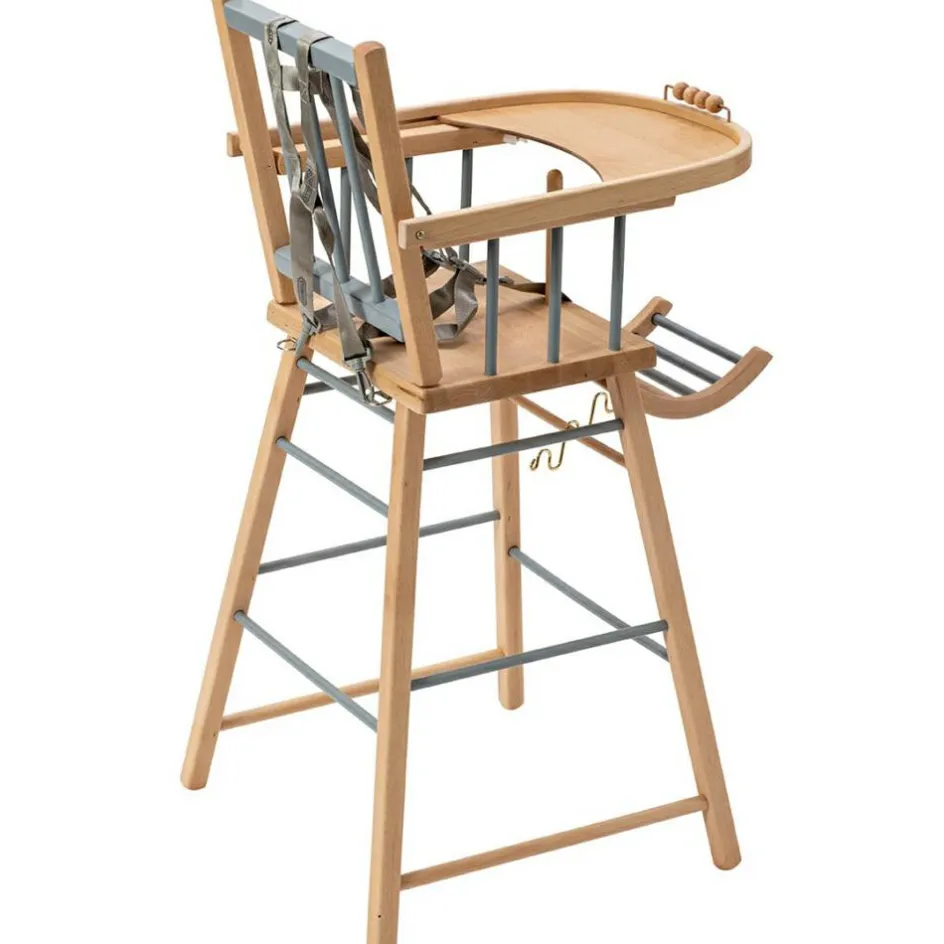 New Combelle Chaise haute traditionnelle André hybride bleu gris