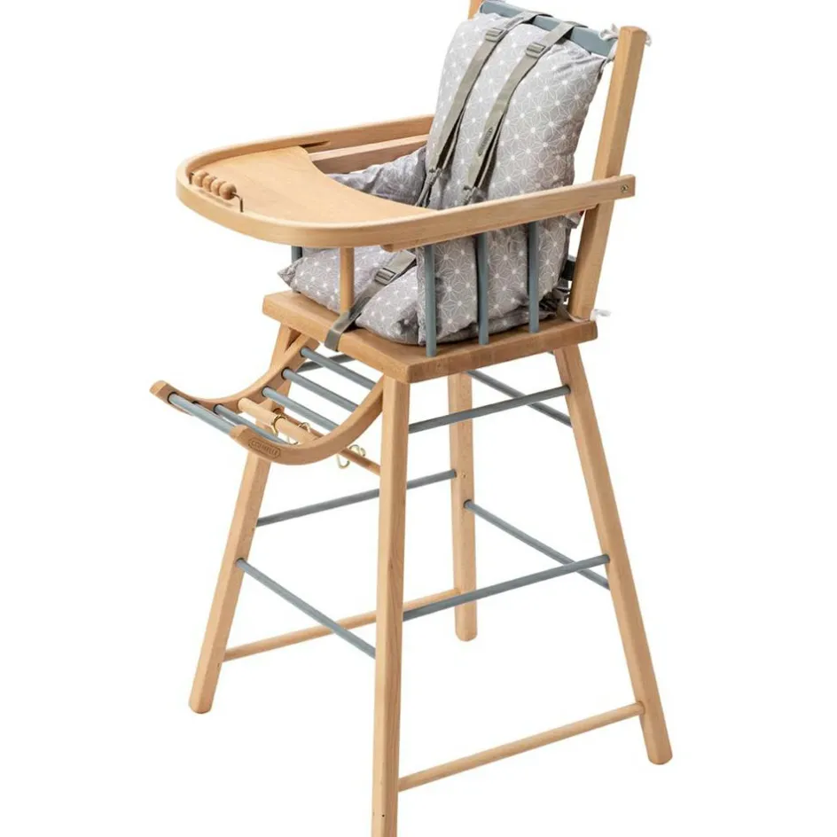 New Combelle Chaise haute traditionnelle André hybride bleu gris