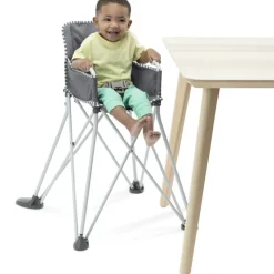 Clearance Bright Starts Chaise haute ultra compacte Pop'N Dine Gris - Reconditionné