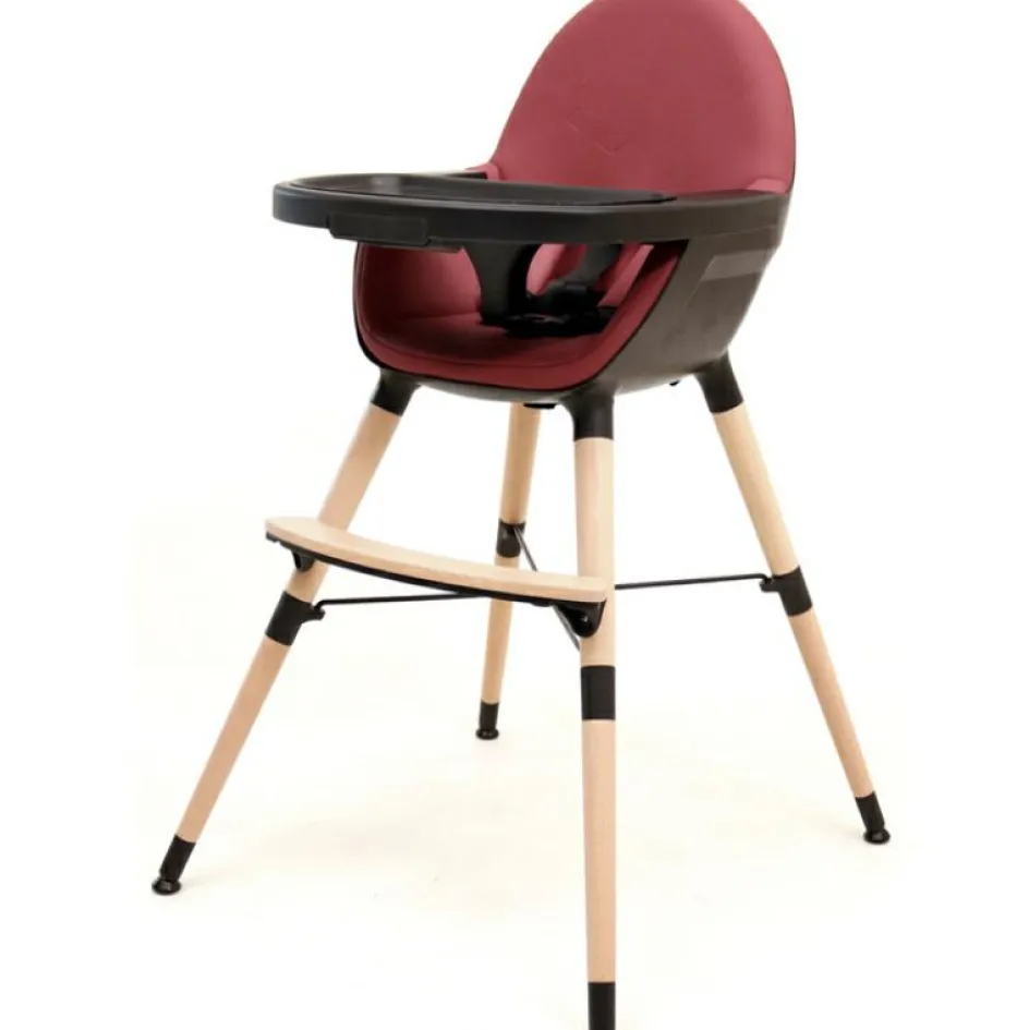 Chaise haute évolutive Confort noir et bordeaux|AT4 Hot