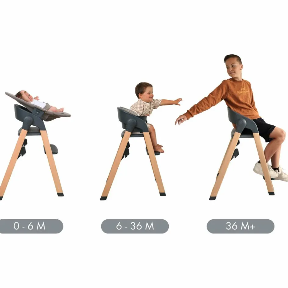 Bo Jungle Chaise haute évolutive Grow With Me gris