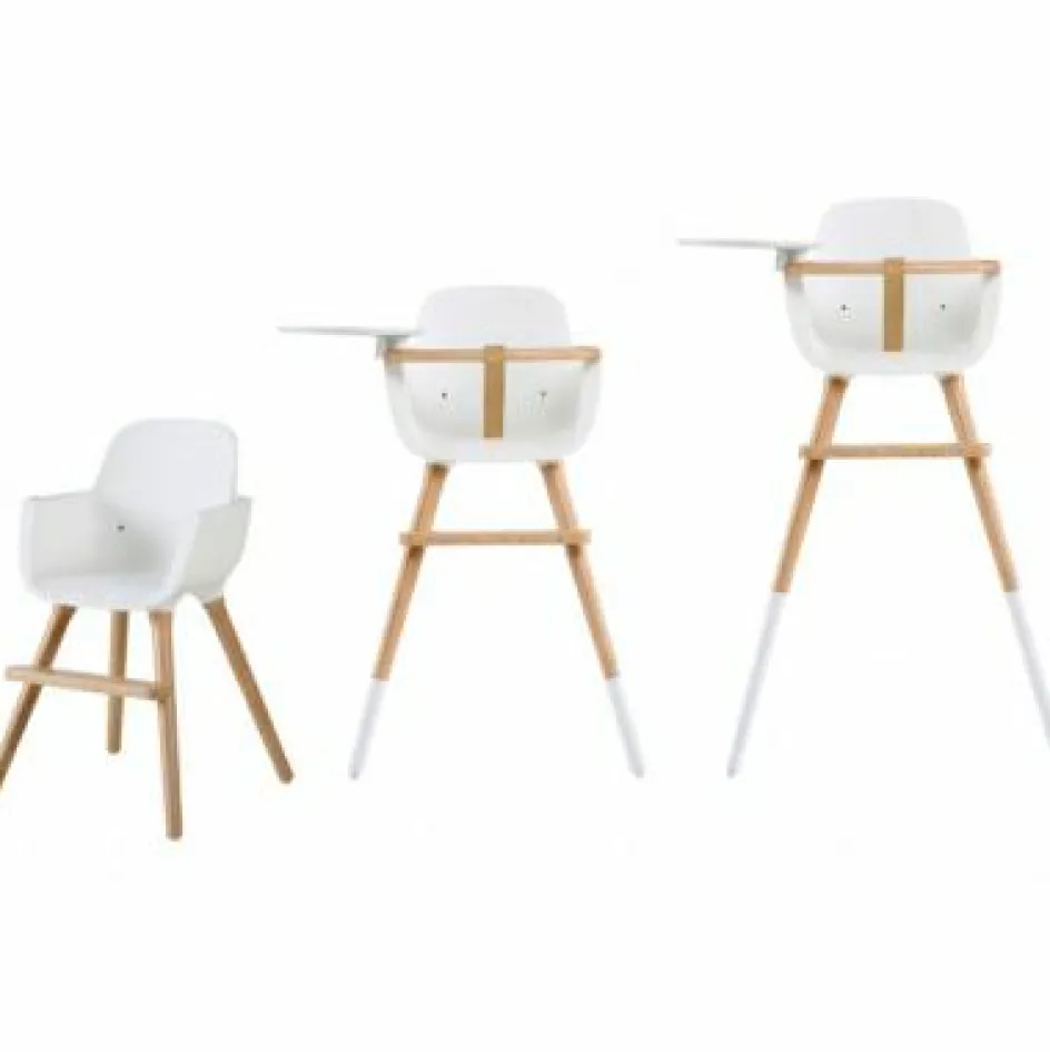 Outlet Micuna Chaise haute évolutive Ovo Luxe one avec harnais beige