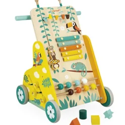 Janod Chariot de marche multi-activités en bois Tropik