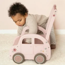Clearance Little Dutch Chariot de marche voiture en bois rose